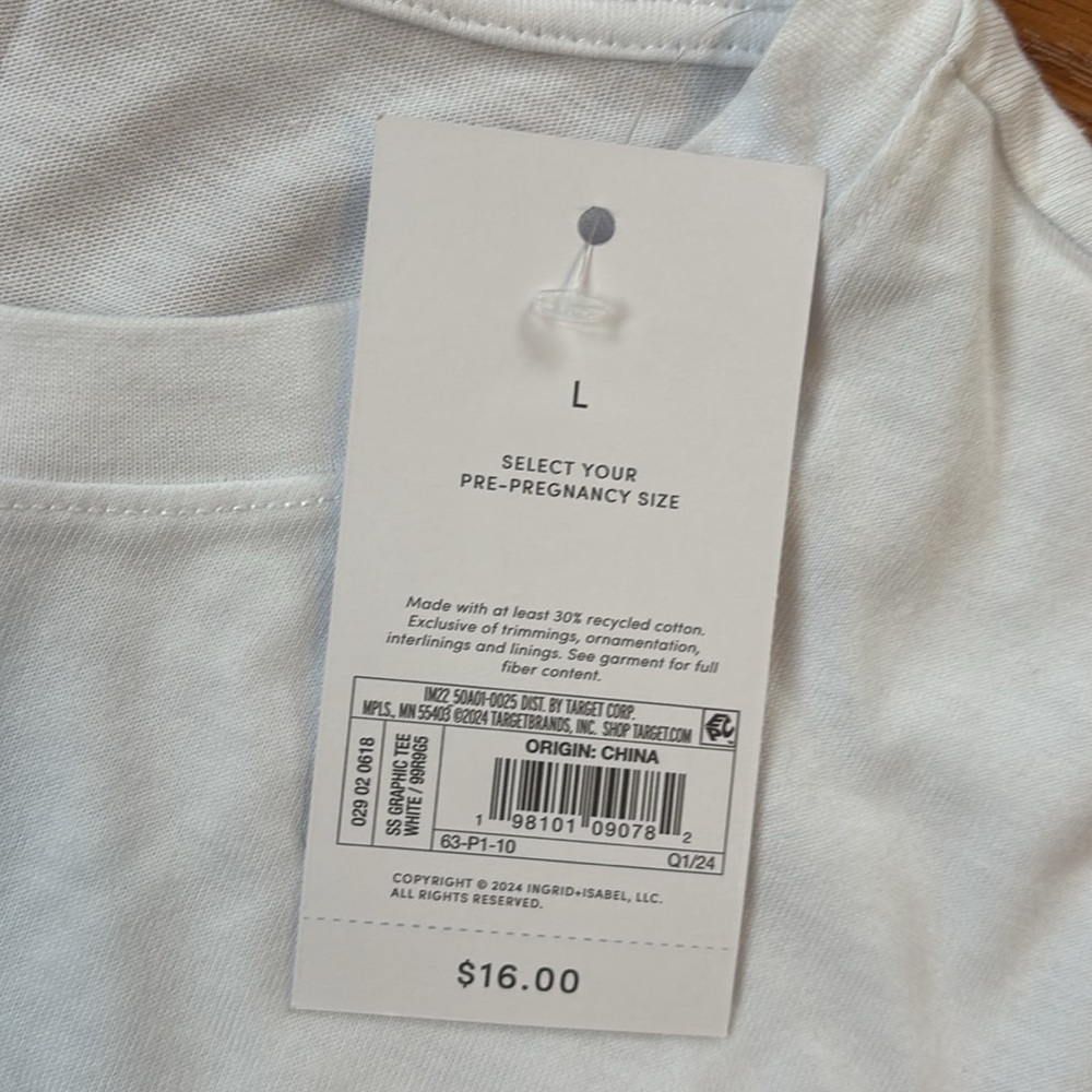 NWT Isabel Maternity by Ingrid & Isabel White Mom T-Shirt Size Large - Picture 4 of 5